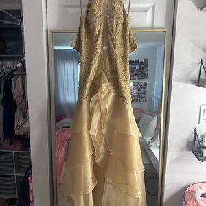 Elegant Gold and Cream Gown